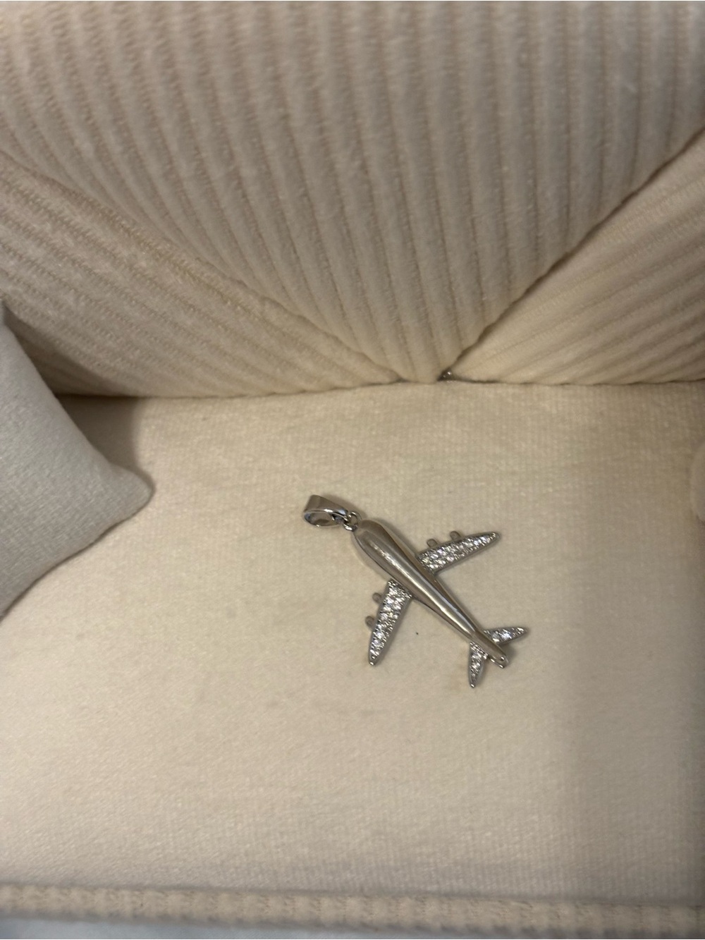 Silver Airplane Pendant Charm in Silver